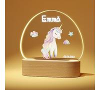 LUCKOR Personalised Baby Night Light, Customisable Baby Light with Name and Date, Birthday Gifts for Girls and Boys, Cute Night Light, Practical Baby Gifts, Children's Night Light Bedroom, 5-unicorn