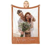 LUCKOR Personalised Couple Gifts, Customizable Blanket with Photo, Custom Valentine's Day Valentines Birthday Gifts for Girlfriend Boyfriend, for Him Her, Original Useful Woman Gifts