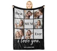LUCKOR Personalised Gifts for Mum on Mothers Day from Daughter Son, Personalised Photo Blanket for Mum, Custom Blanket with Photos, Christmas Day Presents for Mum, Mummy Gifts Ideas, Best Mum Gifts
