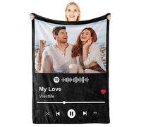 LUCKOR Personalised Spotify Music Photo Blanket - Gifts for Him Her Women