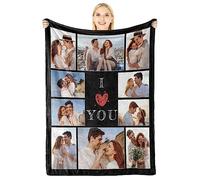 LUCKOR Personalized for Boyfriend and Girlfriend, Personalised Blanket with Photo for Couple Husband Wife, Anniversary Memorial Gift for Him Her, 2025 Xmas Day Birthday Presents Ideas