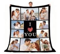 LUCKOR Personalized Valentines Gifts for Him Her Boyfriend Girlfriend, Personalised Blanket with Photo for Couple Husband Wife, Anniversary Memorial Gifts, 2025 Christmas Day Birthday Presents Ideas