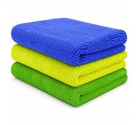 Luckora Jumbo Microfibre Cleaning Cloths Neon Microfiber Dusters, Lint Free Cleaning Towels for Car, Kitchen, Bathroom & Glass - Ultra Absorbent Reusable Polish Cloths (PACK OF 3) (38 x 38 Cm)