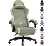 Luckracer Fabric Gaming Chair With Footrest, Ergonomic Computer Desk Chair With Pocket Spring Cushion Home Office Chair, Green