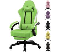 Luckracer Gaming Chair With Footrest, Ergonomic Computer Desk Chair With Pocket Spring Cushion, Home Office Chair, Pu, Green