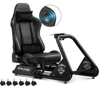 Luckracer Racing Simulator Cockpit With Seat, Racing Steering Wheel Stand Sim Racing Cockpit Without Wheel Shifter Pedals, Black