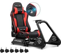 Luckracer Racing Simulator Cockpit With Seat, Racing Steering Wheel Stand Sim Racing Cockpit Without Wheel Shifter Pedals, Red