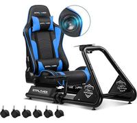 Luckracer Racing Simulator Cockpit With Seat, Racing Steering Wheel Stand Sim Racing Cockpit Without Wheel Shifter Pedals, Blue