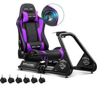 Luckracer Racing Simulator Cockpit With Seat, Racing Steering Wheel Stand, Without Wheel, Shifter, Pedals, Purple