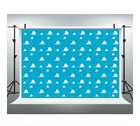 LUCKSTY Blue Toy Backdrops for Photography 9x6FT White Clouds Wall Paper Photo Backgrounds for Children Kids Birthday Themed Party Photo Booth Props LUGE081