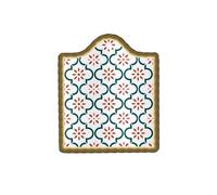 LUCKTE Ceramic Trivets for Hot Pots and Pans，Waterproof Pads for Hot Dishes with Flower Patterns and Scratch Proof Cork Base for Kitchen Table (Blue)