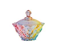 LUCKTE Colorful Embossed Clear Glass Apothecary Jar with Lid Cookie Jar Containers Wedding Candy Buffet Jars,Crystal Jewelry Box Glass Biscuit Jar