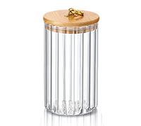 LUCKTE Glass Coffee Nuts Canister Airtight Storage Jar With Bamboo Lids Metal Handle Clear Glass Containers for Home Kitchen Storing Candy, Cookie, Pasta, Oatmeal, Spices (medium)