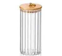 LUCKTE Glass Coffee Nuts Canister Airtight Storage Jar With Bamboo Lids Metal Handle Clear Glass Containers for Home Kitchen Storing Candy, Cookie, Pasta, Oatmeal, Spices (large)