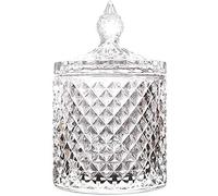 LUCKTE Home Decorative Butterfly Candy Jar Candy Dish Candy Buffet Storage Container Clear Crystal Diamond Faceted Jar with Crystal Lid-Large- (Transparent, 16oz)