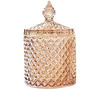 LUCKTE Home Decorative Butterfly Candy Jar Candy Dish Candy Buffet Storage Container Clear Crystal Diamond Faceted Jar with Crystal Lid-Large- (Amber, 10oz)