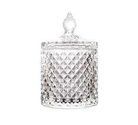 LUCKTE Home Decorative Butterfly Candy Jar Candy Dish Candy Buffet Storage Container Clear Crystal Diamond Faceted Jar with Crystal Lid-Large- (Transparent, 10oz)
