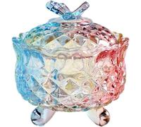 LUCKTE Royal Embossed Clear Glass Apothecary Jar with Lids,Candy Jar Containers Wedding Candy Buffet Jars,Crystal Jewelry Box Glass Biscuit Jar -10oz (Fly)
