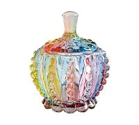 LUCKTE Royal Embossed Clear Glass Apothecary Jar With Lids, Glass Biscuit Jar Candy Jar Containers Wedding Candy Buffet Jars Crystal Jewelry Box Food Jar -6oz (Chain)