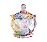 LUCKTE Royal Embossed Clear Glass Apothecary Jar with Lids, Glass Biscuit Jar Candy Jar Containers Wedding Candy Buffet Jars Crystal Jewelry Box Food Jar-7oz (Flower)