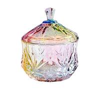 LUCKTE Royal Embossed Clear Glass Apothecary Jar with Lids, Glass Biscuit Jar Candy Jar Containers Wedding Candy Buffet Jars Crystal Jewelry Box Food Jar-9oz (Cylinder)
