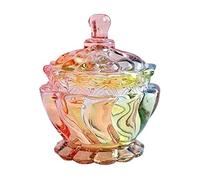 LUCKTE Royal Embossed Clear Glass Apothecary Jar With Lids, Glass Biscuit Jar Candy Jar Containers Wedding Candy Buffet Jars Crystal Jewelry Box Food Jar-7oz (Wave)