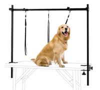 LUCKUP Dog Grooming Arm with Clamps - H Shape, Dog Grooming Table Arm with 3 Loop Noose, Pet Grooming Arm for Large/Medium/Small Pets, 81cm Height Adjustable and 85-127cm Width Adjustable, Black