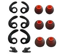 Luckvan Universal Ear Fins Earhooks, Silicone Earbuds Tips, Replacement Eartips - 3 Pairs Each, 2 Cord Clip