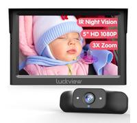 LUCKVIEW 5'' 1080P Baby Car Mirror, Baby Car Camera with IR Night Vision, 3X Zoom in Closer, Colors Accuracy & Full Viewing Angles, Driving Safety with Baby Car Monitor for Back Seat Rear Facing BM1