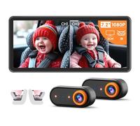 LUCKVIEW Baby Car Camera for 2 Kids, Dual K with 7.2 Inch 1080P Crystal Clear Display, Easy to Install Car Seat Camera with 2 IR Night Vision Cameras, Rear Security Car Baby Camera