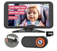 LUCKVIEW Baby Car Camera 5.2'' 1080P for Baby with Video Recording Function TF Card, 3X Zoom Car Baby Camera 360° Rotation for Rear Facing Seat Wired (BM3)