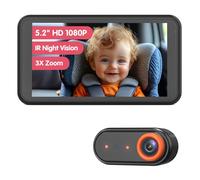 Luckview BM2A Baby Car Mirror Camera, Night Vision & 5.2" 1080P Display for Rear-Facing Car Seats, Easy No-Damage Install, Patented Anti-Shake Mount - Ideal for Parents and Pet Owners