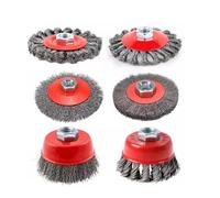Luckwaii Angle Grinder Wire Brush Wheel Twist Knot, 6Pcs M14 x 2 Coarse Twisted Knotted Wire Wheel for Drill, Flex Steel Disc Wire Brushes for Cleaning Rust Removal and Grinding, 75mm Cup & 100mm Flat
