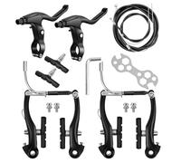Luckwaii Bike Brakes Universal Complete Mountain Road Bike Brake Levers V Brake Set, Hydraulic Brakes Front Rear Cables Kit Set Includes Callipers, Levers, Cables & All Fixings Black