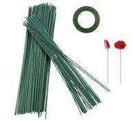 Luckwaii Floristry Wires Floral Arrangement Kit, 150 Pcs Florists Wire Artificial Flower Stems, Green Stick 2mm Florist Rods 30cm Long with 1 Roll of Flower Tape for Bouquet Stem Wrap Florist (Green)