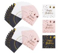 Luckwaii Happy Birthday Napkins Disposable Party, 60Pcs 2 Layers Serviettes with Confetti for Adults Kids Weddings Baby Showers Parties Table Decorations Cocktail Supplies 33x33cm (Pink, White, Black)