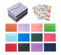 Luckwaii Mini Colored Envelopes 120 Pcs Coloured Envelopes 12 Colours Small Gift Envelope with 4 Sheets Stickers, Multi Color Coin Money Envelopes for Invitations Birthdays Greeting Cards (11.5x8.2cm)