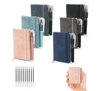 Luckwaii Pocket Notebook 6 Pcs Small Note Pads A7 Notebooks with 6 Pen 10 Pen Refills, Mini Note Book PU Leather Notepad 11x7.5cm with Elasticated Closure for School Office Work Portable (100 Sheets)