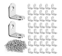 Luckwaii Right Angle Brackets for Wood, 100 Pcs 20 x 20 x 16 mm 90 Degree L Shaped Bracket with 200 Pcs Screws for Shelves Tables Chairs Window Furniture Fixation and Metal Repair Connector