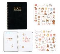 Luckwaii Week to View Diary 2025 Spiral Bound A5 Notebook, Week on Two Pages 1 Month on 2 Pages with Tabs, Ring Binder with 4 Stickers Photo Album, Planner 2025 Weekly & Monthly Jan 2025-Dec 2025