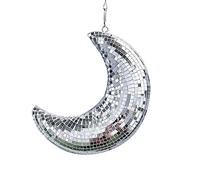 Luckxing Disco Light Ball, Disco Ball Decor Silver Retro Moon Shaped Disco Ball, Moon Silver Hanging Disco Ball Hangable Fun Ornaments, Shiny Reflective Handmade For Dance, Wedding, KTV, Bar, Part