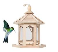 Luckxing Outdoor Hanging Bird House - Hexagonal Roof Wild Bird Feeding House | Hanging Outdoor Bird Feeders Garden Art for Backyards, Trees, Farmhouses, Parks