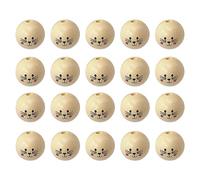 Luckxing Pack of 20 Wooden Beads with Face 30 mm Natural Wooden Beads Round Wooden Beads Smile Face Wood Beads Face Ball Cat Head Beads for Key Chain Crochet Weaving Angel Craft Macrame