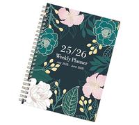 Luckxing Ring Notebook - Spring Notebook | A5 Aesthetic Thick Planner Diary Flower Pattern Coil English Notepad July 2025-June 2026 for Workplace Sketching Bullet Journaling Field Notes