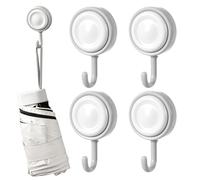Luckxing Shower Hooks for Indoor Use - Pack of 4 Adhesive Hooks 360 Degree Rotatable - Household Organisation for Cabin Bedside Table Bath, Summer House Garden Lake Hut