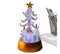 Luckxing Table Christmas Tree - LED Christmas Tree Figure Made of Glass, Whimsical Christmas Happy Art Glass Tree Decoration, Table Christmas Tree for Standing Tree at Home