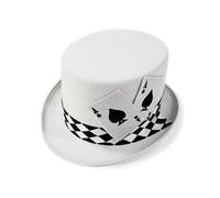 Luckxing Top Hat With Playing Card Design, Comfortable Hat For Stage Show Magician Costume Accessories, Halloween Cosplay Props For Adults Themed Party Fancy Dress Gift