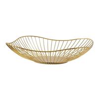 Luckxing Vintage Style Large Metal Fruit Bowl - Wave Shape, Iron Wire, Countertop Basket