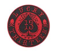 Lucky 13 Circle Iron On Patch Sew On Patch Embroidered Patch/Badge for Clothes Shirts Jeans etc