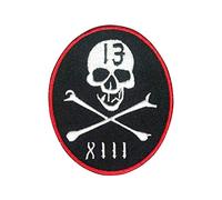 Lucky 13 Danger Skeleton Logo Patch Iron On Sew On Embroidered Patch Badge Applique for Clothes Shirts Jeans etc